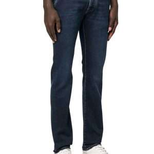 Elegant Blue Denim with Suede Accent
