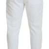 Elegant White Cotton Sweatpants - Image 3
