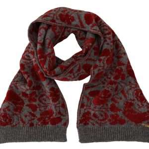 Chic Red and Grey Cotton Wrap Scarf