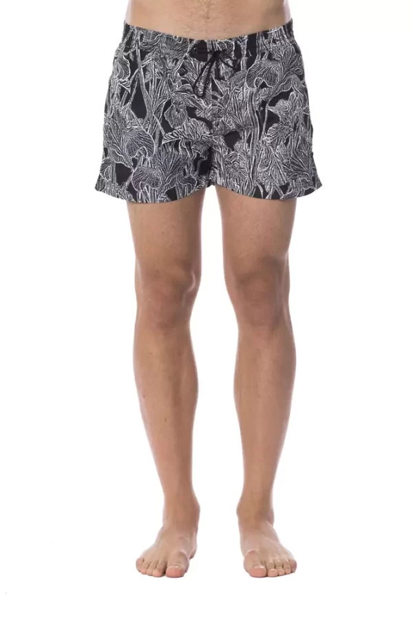 Black Polyester Men Swimsuit