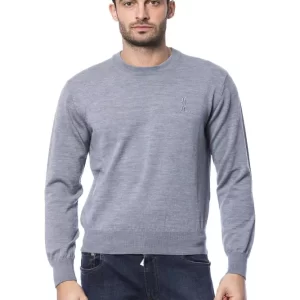 Gray Merino Wool Men Sweater