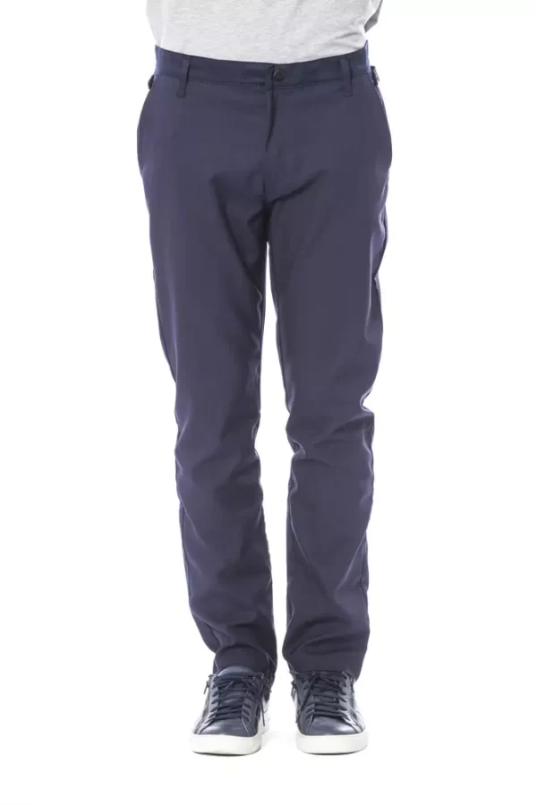 Blue Polyester Men Pant