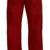 Chic Red Cotton Denim Pants - Image 3