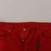 Chic Red Cotton Denim Pants - Image 4