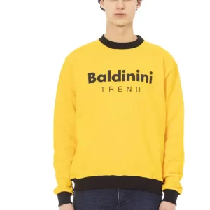 Yellow Cotton Men Hoodie