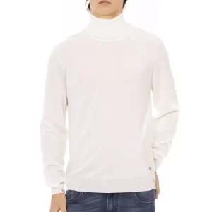 White Fabric Men Turtleneck Sweater