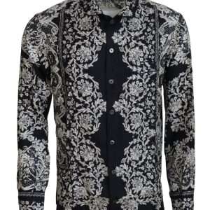 Elegant Satin Floral Baroque Shirt