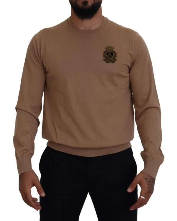 Beige Cashmere Crewneck Pullover Sweater - Image 4