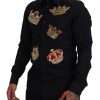 Elegant Black Slim Fit Dress Shirt with Crown Embroidery - Image 4