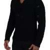 Elegant Black Wool-Blend V-Neck Sweater - Image 2