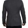 Elegant Gray Wool Blazer with Bee Crown Embroidery - Image 3