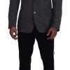 Elegant Gray Wool Blazer with Bee Crown Embroidery - Image 5