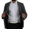 Elegant Gray Wool Blazer with Bee Crown Embroidery - Image 6