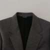 Elegant Gray Wool Blazer with Bee Crown Embroidery - Image 7