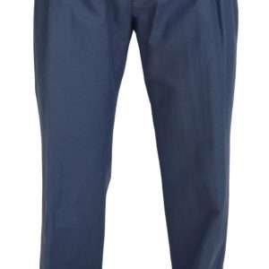 Elegant Blue Linen-Cotton Blend Trousers