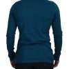 Elegant Blue Cotton Pullover Sweater - Image 3