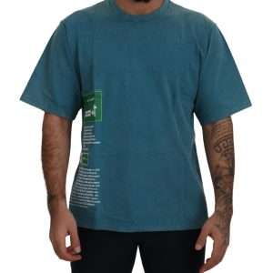 Elegant Crew Neck Cotton Tee in Blue