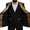 Elegant Black & Gold Slim Fit 3 Piece Suit - Image 4