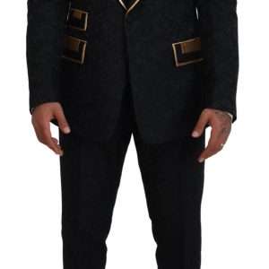 Elegant Black & Gold Slim Fit 3 Piece Suit