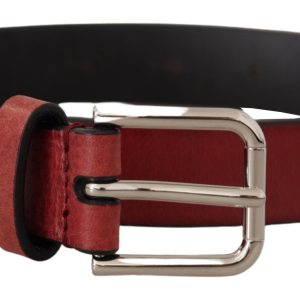 Elegant Maroon Italian Leather Belt