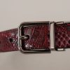 Elegant Red Exotic Leather Belt - Image 3