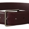 Elegant Maroon Leather Belt with Engraved Buckle - Image 3