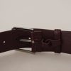 Elegant Maroon Leather Belt with Engraved Buckle - Image 6