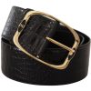 Elegant Black Leather Logo Belt - Image 3