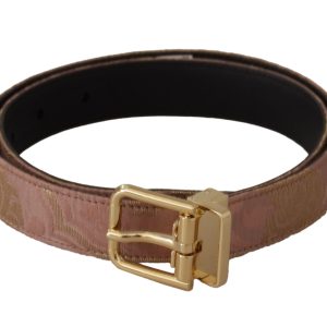 Chic Rose Pink Leather Belt with Logo Buckle