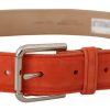 Elegant Suede Leather Belt in Vibrant Orange - Image 3