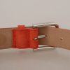 Elegant Suede Leather Belt in Vibrant Orange - Image 6