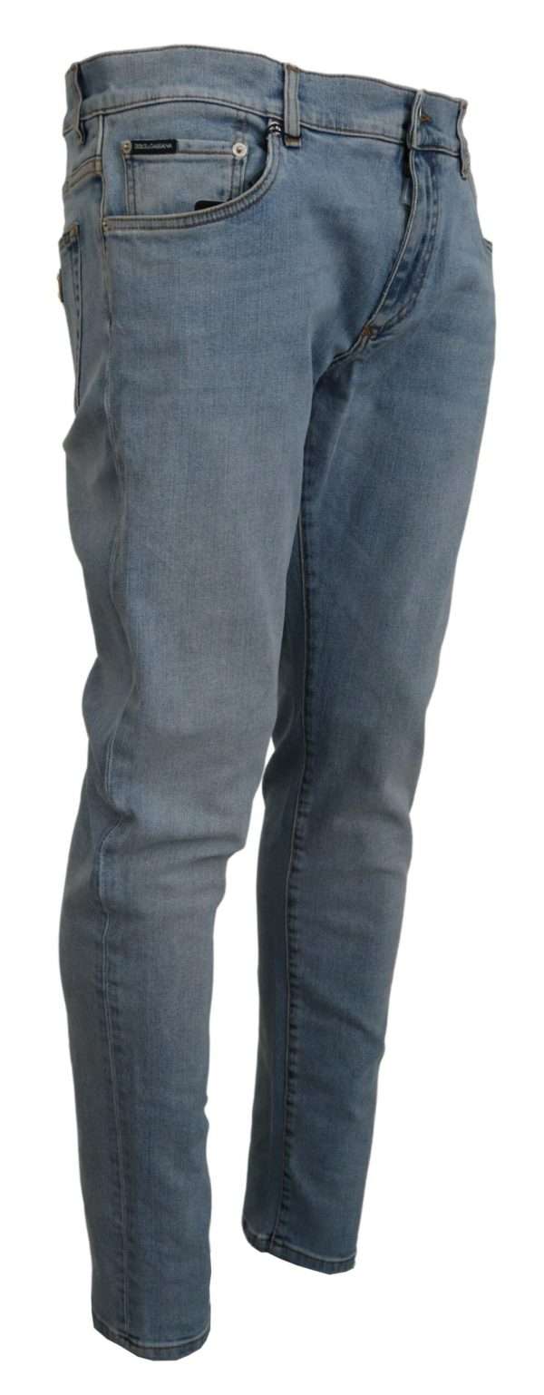 Elegant Slim Fit Light Blue Denim Pants - Image 2