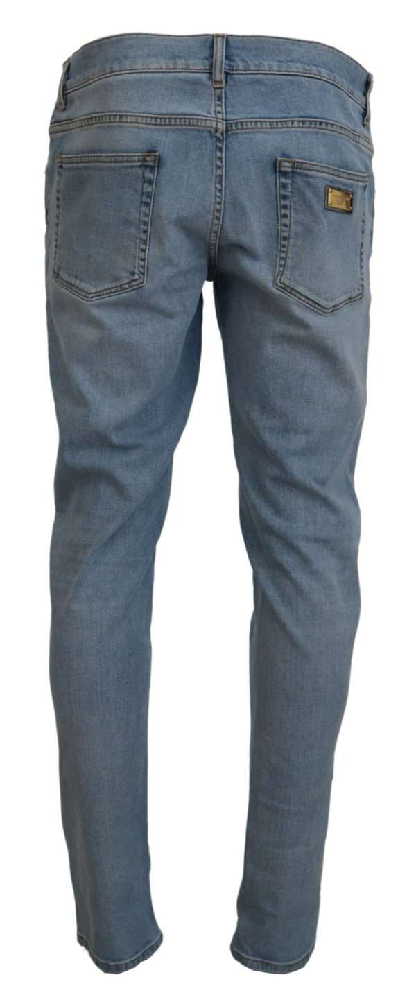 Elegant Slim Fit Light Blue Denim Pants - Image 3