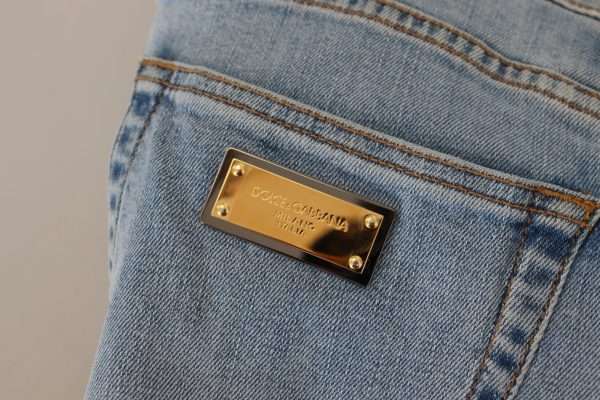 Elegant Slim Fit Light Blue Denim Pants - Image 6