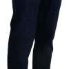 Elegant Slim Fit Dark Blue Denim Jeans - Image 3