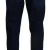 Elegant Slim Fit Dark Blue Denim Jeans - Image 2