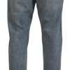 Elegant Slim-Fit Light Blue Denim Pants - Image 2