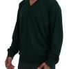 Elegant Green V-Neck Cashmere Sweater - Image 2
