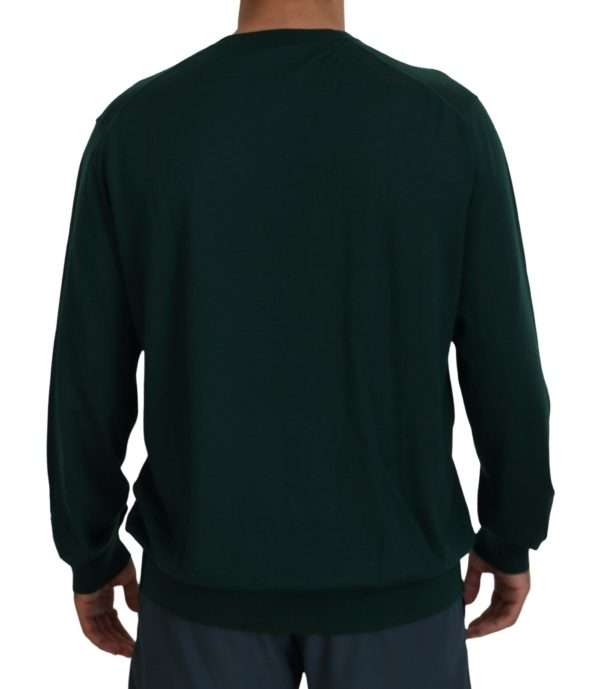 Elegant Green V-Neck Cashmere Sweater - Image 3