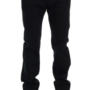 Sleek Blue Cotton Stretch Pants for Men