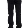 Sleek Blue Cotton Stretch Pants for Men - Image 3