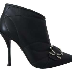 Elegant Black Quilted Leather Booties