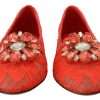 Elegant Lace Vally Flats in Coral Red - Image 2