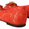 Elegant Lace Vally Flats in Coral Red - Image 4