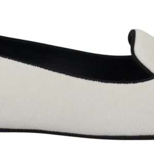 Elegant White Velvet Loafers with Gold Heart Detail