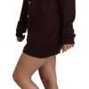 Chic Maroon V-Neck Wool Cardigan - Image 2