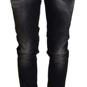 Elegant Tapered Mid Waist Black Jeans