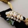 Elegant Gold Brass Pearl Statement Necklace - Image 6