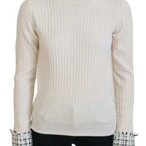 Ivory Turtleneck Wool Blend Sweater