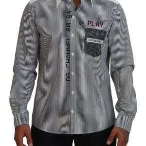 Classic Black and White Striped Button-Down Shirt